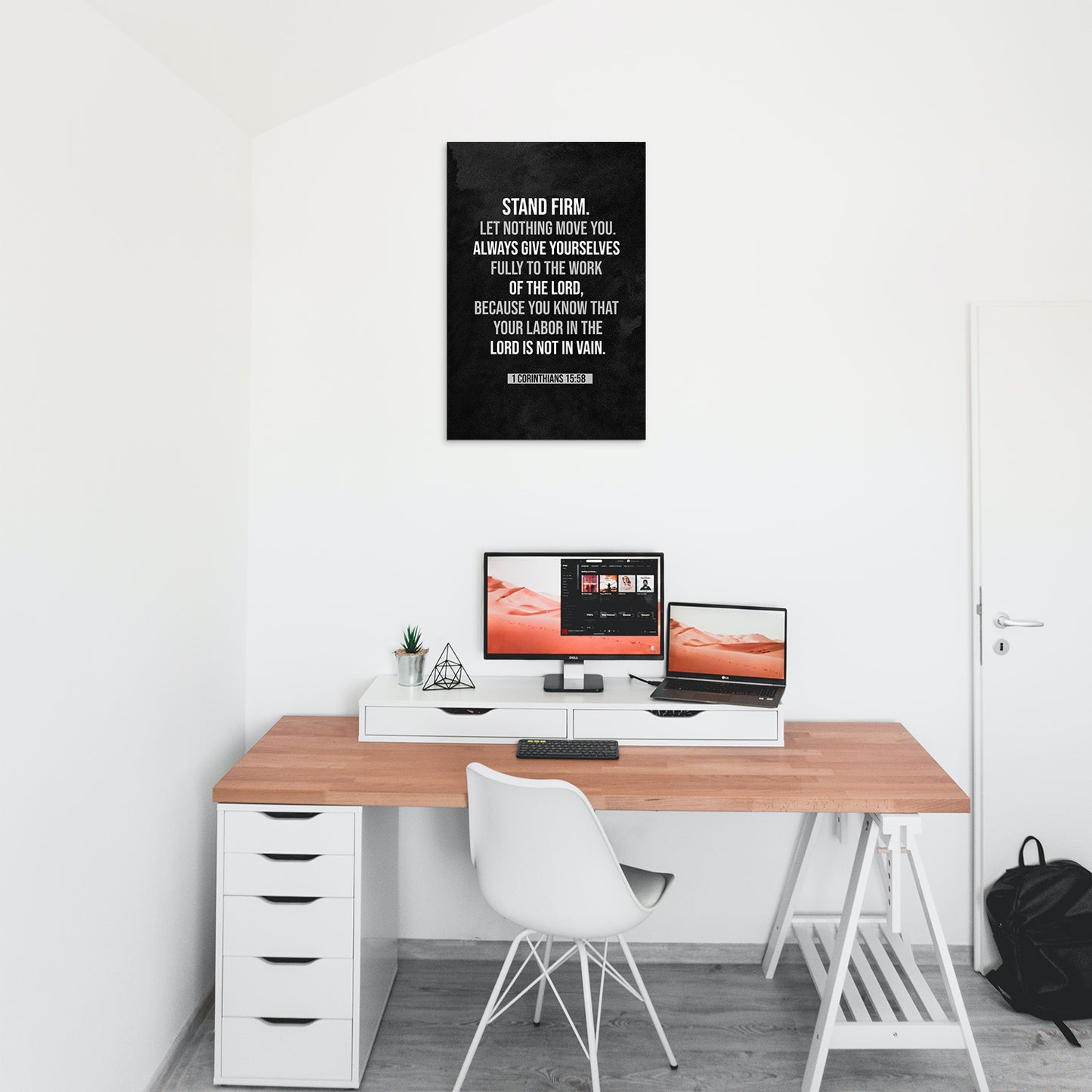 Christian wall canvas with 1 Corinthians 15:58 Verse