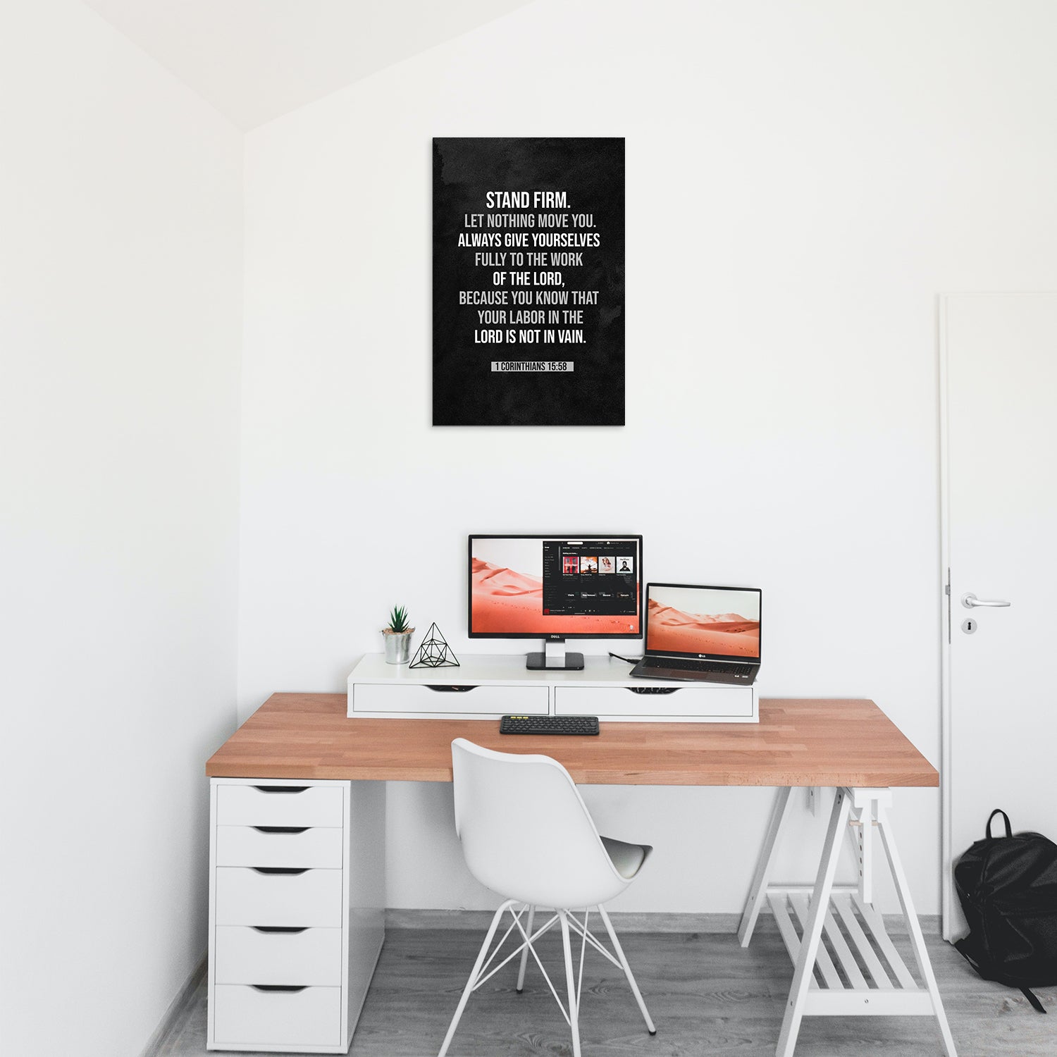 Christian wall canvas with 1 Corinthians 15:58 Verse