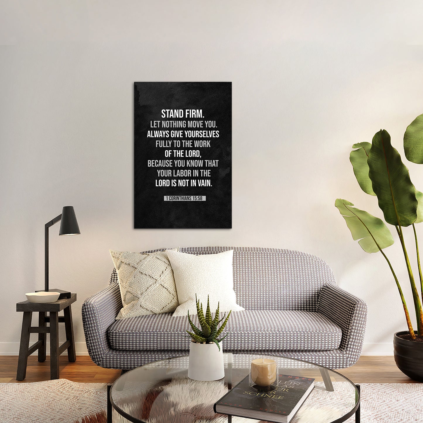 Christian wall canvas with 1 Corinthians 15:58 Verse