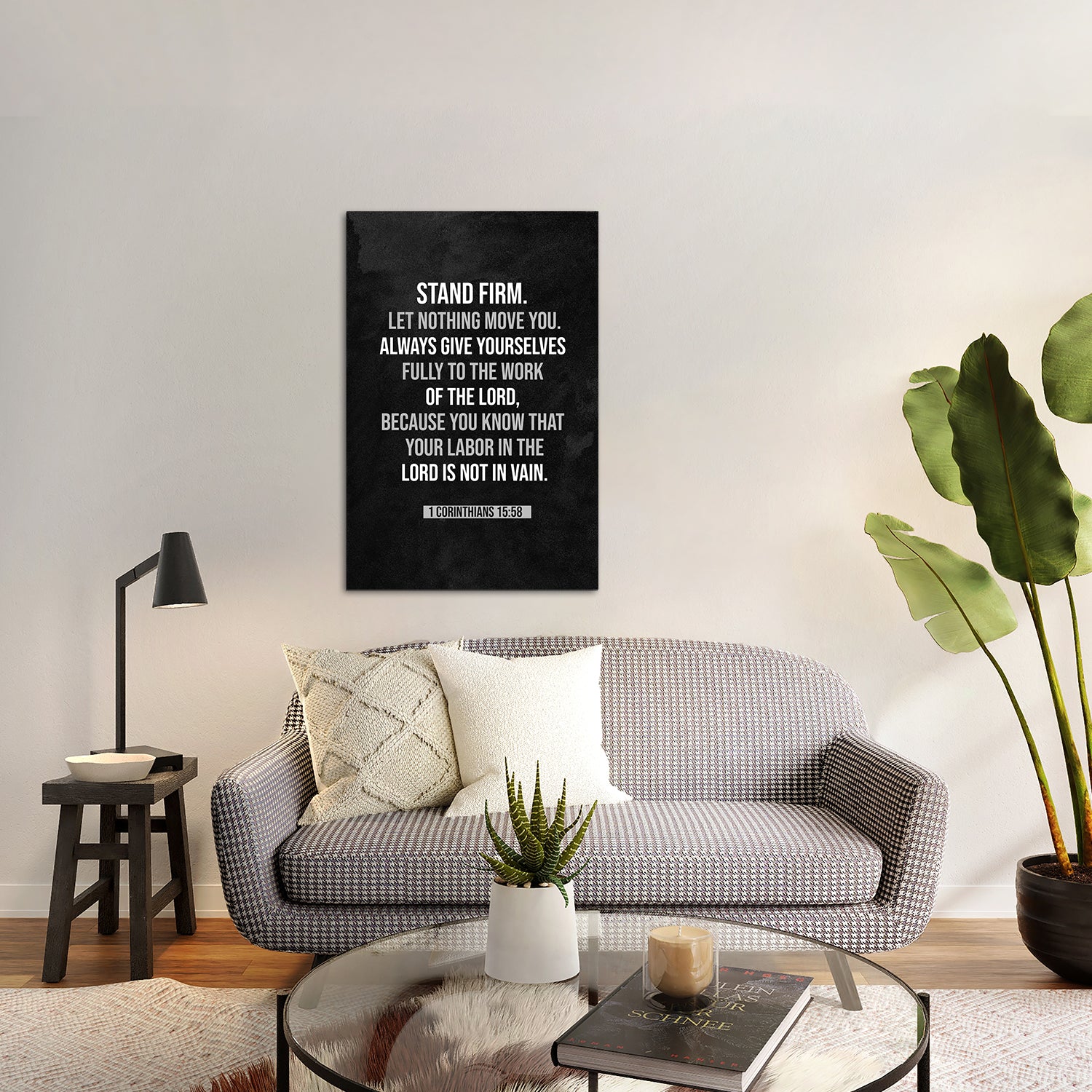Christian wall canvas with 1 Corinthians 15:58 Verse