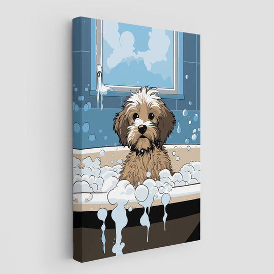 Puppy in Bubbly Bathtub Wall Art