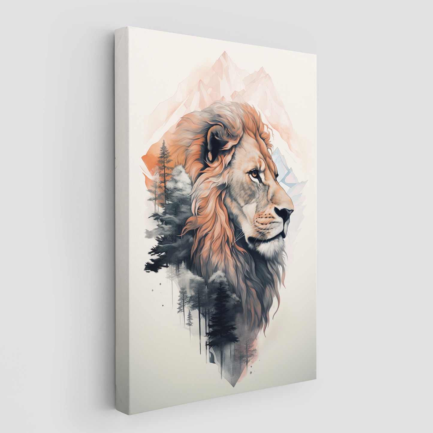 Lion and mountain Wall Art