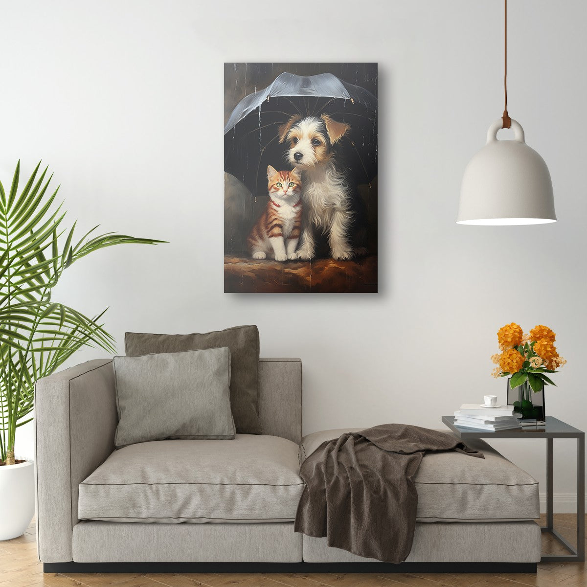 The Heartwarming Friendship of Dog and Cat Wall Art