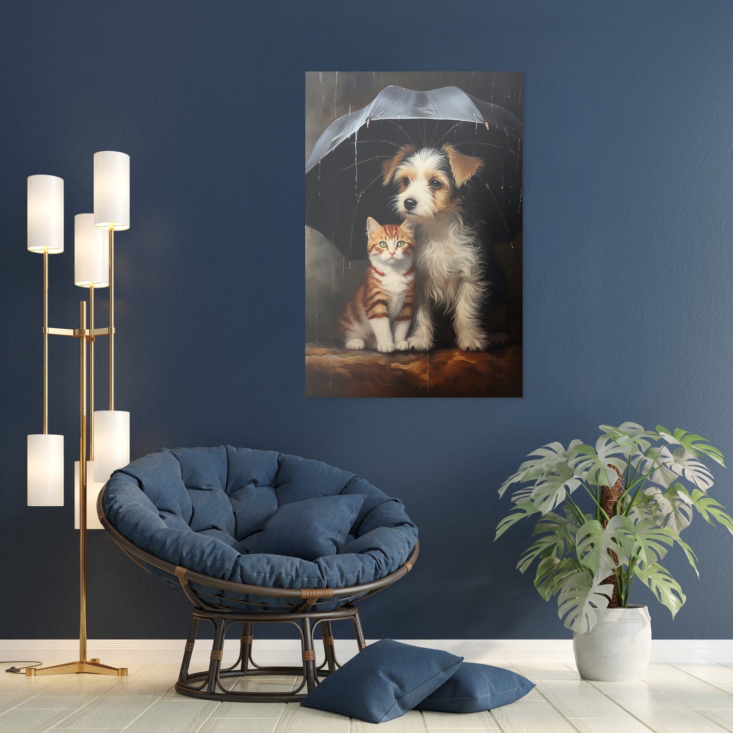 The Heartwarming Friendship of Dog and Cat Wall Art