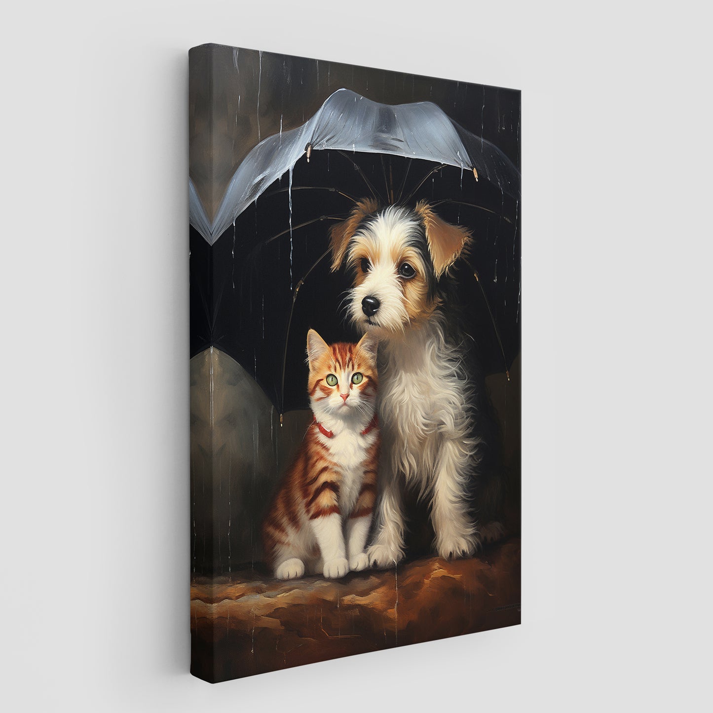 The Heartwarming Friendship of Dog and Cat Wall Art