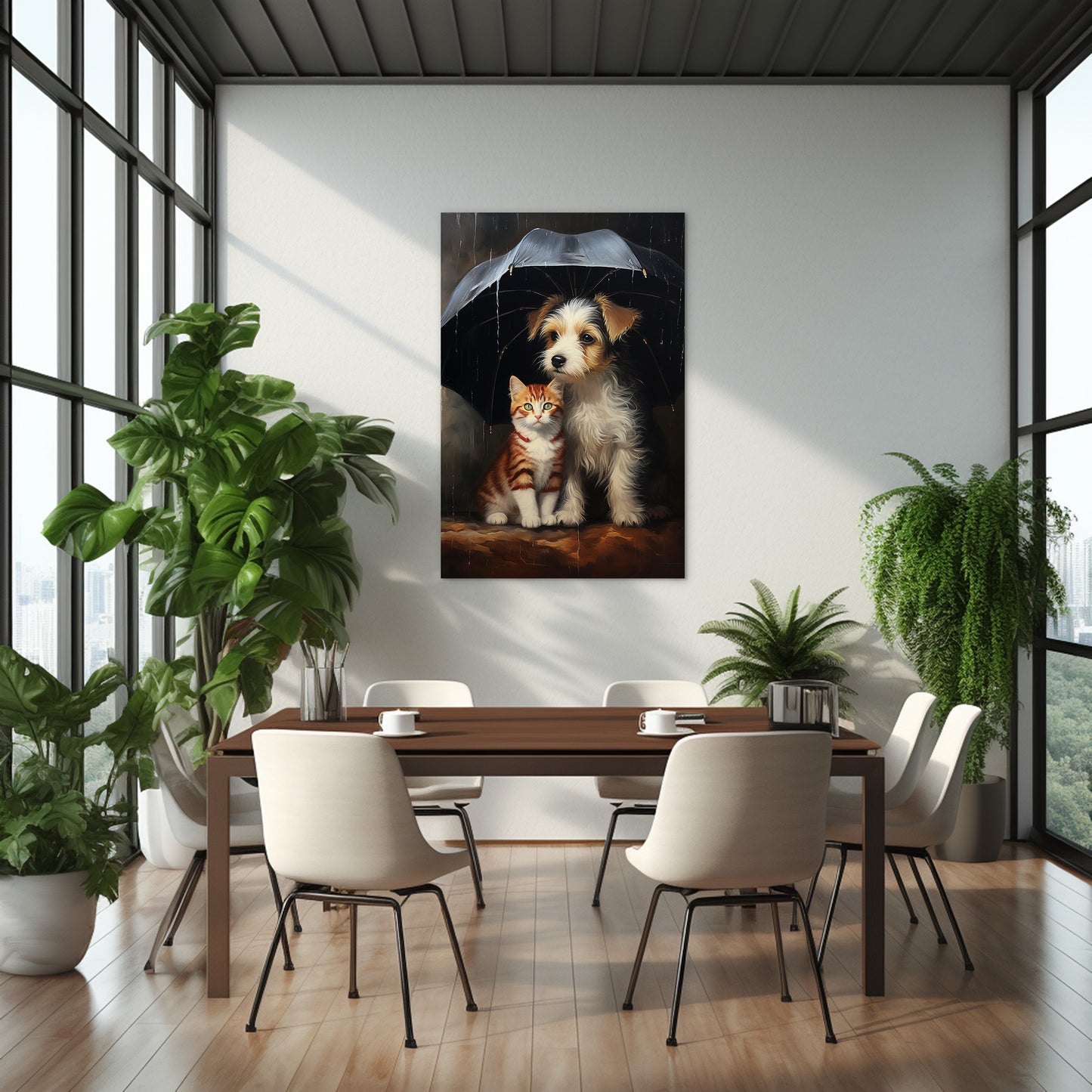 The Heartwarming Friendship of Dog and Cat Wall Art