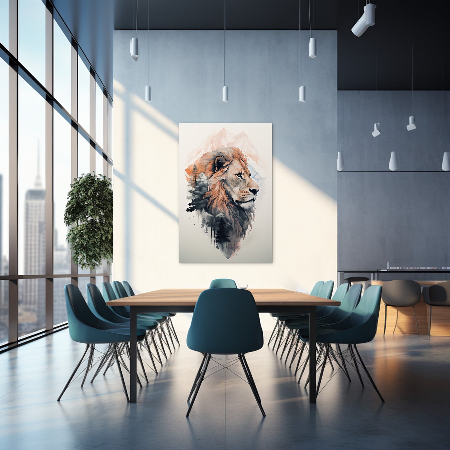 Lion and mountain Wall Art