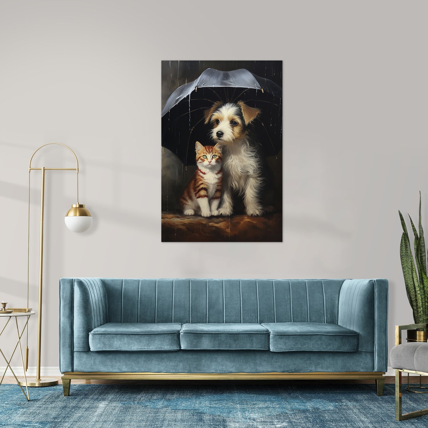 The Heartwarming Friendship of Dog and Cat Wall Art