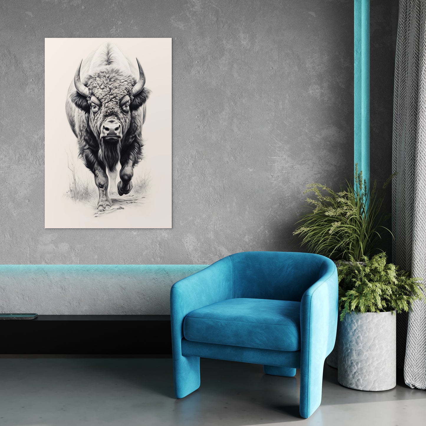 Furious Majesty Bison Wall Art