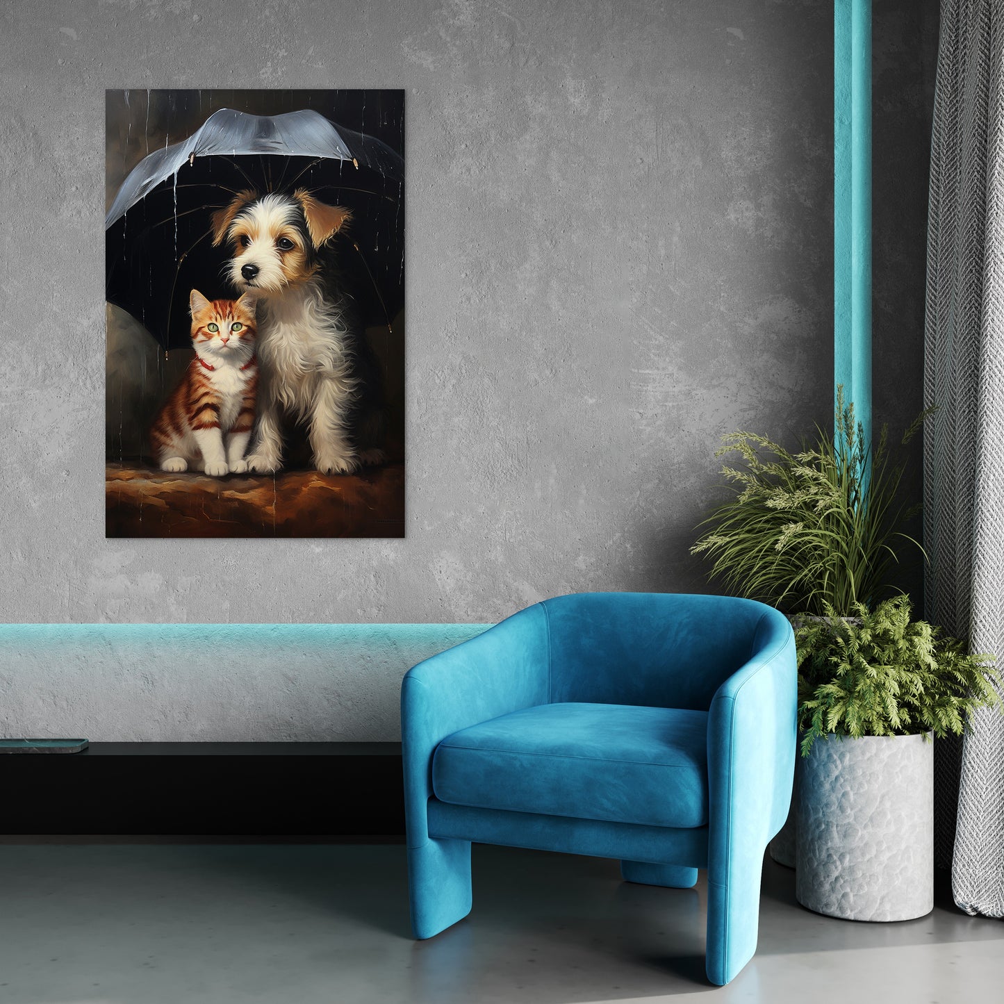 The Heartwarming Friendship of Dog and Cat Wall Art