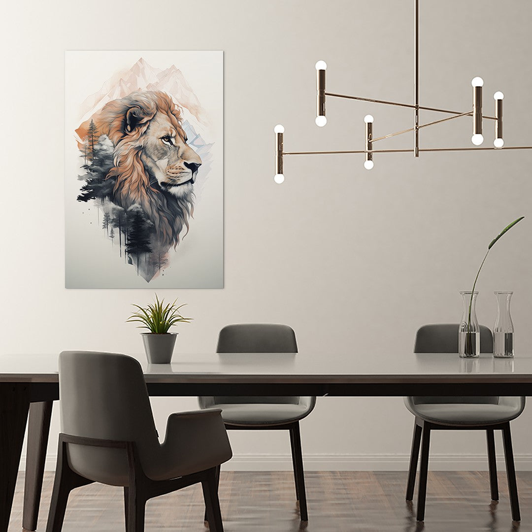 Lion and mountain Wall Art
